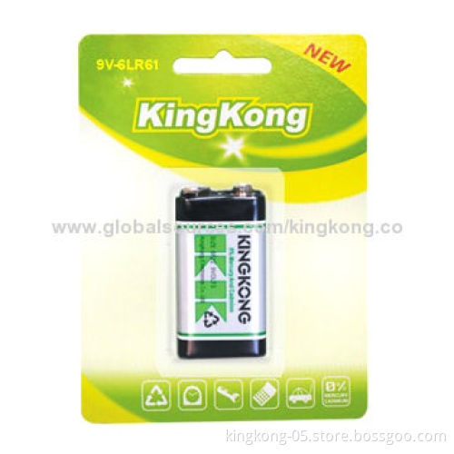 Long Shelf Life 6F22 Carbon Zinc Battery with 9.0V Nominal Voltage